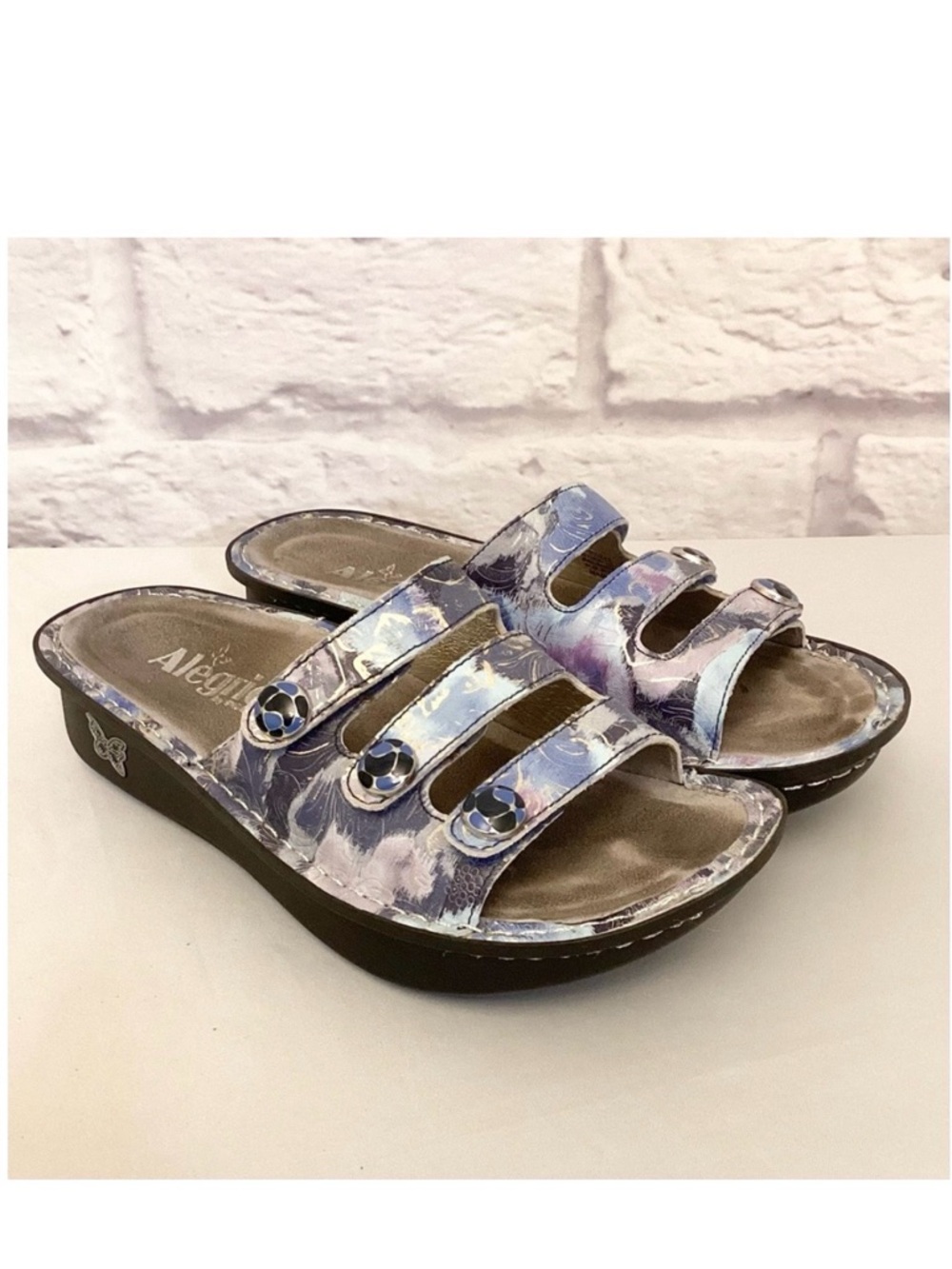 Alegria 7-7.5 (37) Fiona Leather Women’s Sandals Three Strap Comfort Shoes